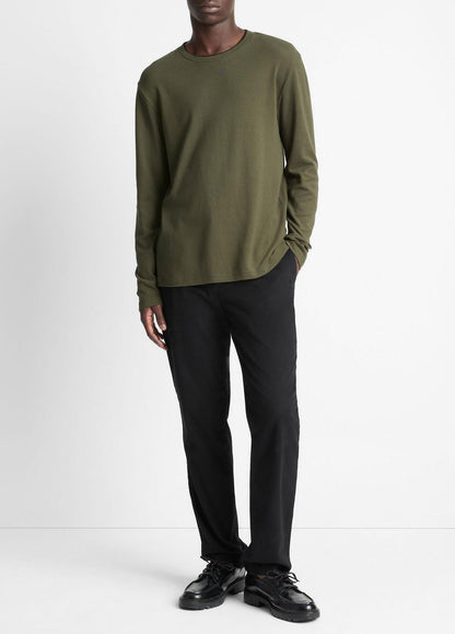 VINCE Value - Micro-Waffle Pima Cotton Double-Collar Long-Sleeve T-Shirt in Long Sleeve