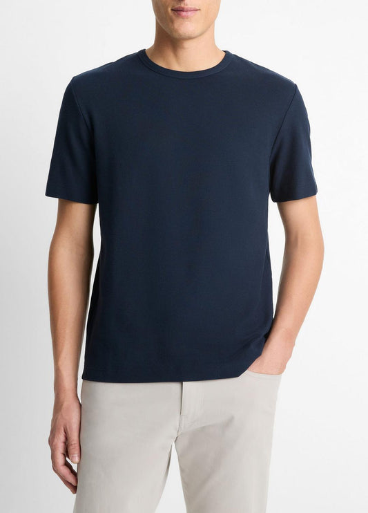 VINCE Sale - Pima Cotton Piqué Crew Neck T-Shirt in Short Sleeve