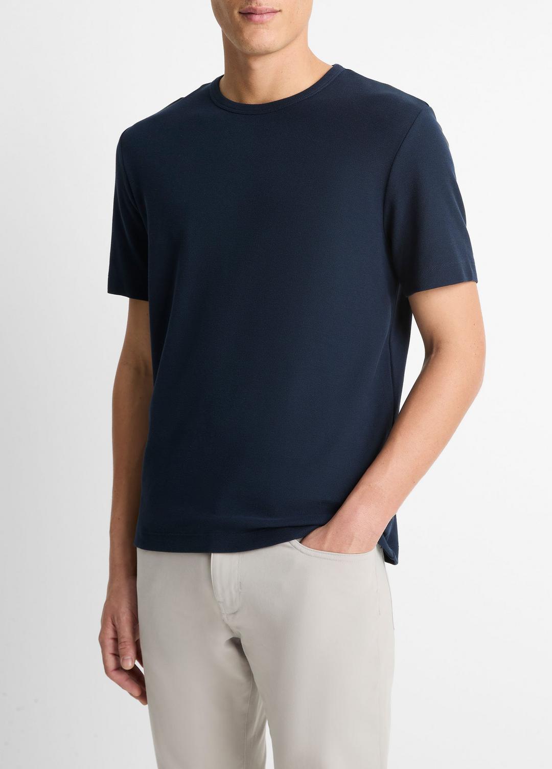 VINCE Sale - Pima Cotton Piqué Crew Neck T-Shirt in Short Sleeve