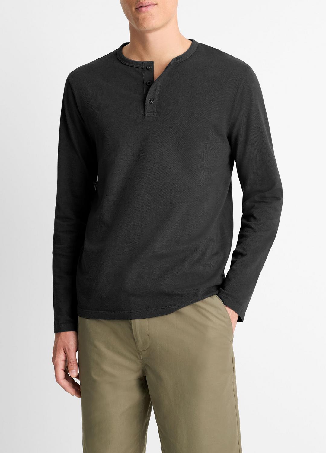 VINCE Classic - Garment Dye Cotton Long-Sleeve Henley in Henleys & Polos