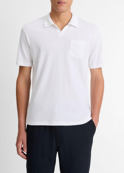 VINCE Customer Favorite - Cotton-Blend Johnny-Collar Polo Shirt in Short Sleeve