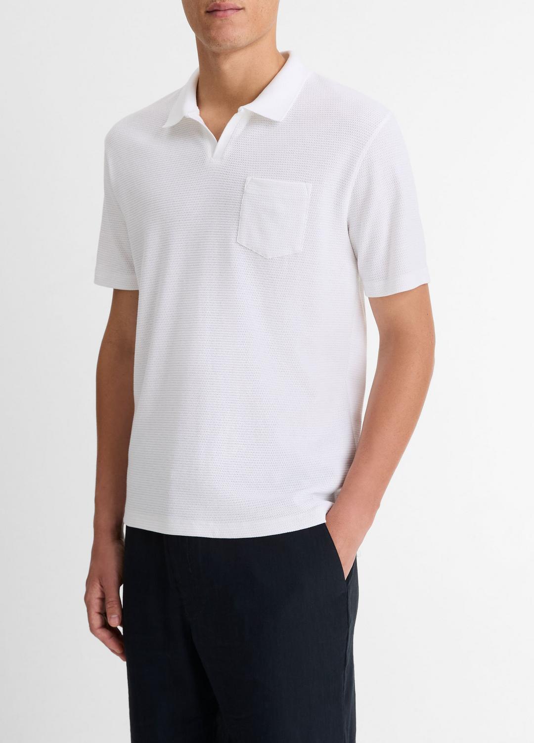 VINCE Customer Favorite - Cotton-Blend Johnny-Collar Polo Shirt in Short Sleeve