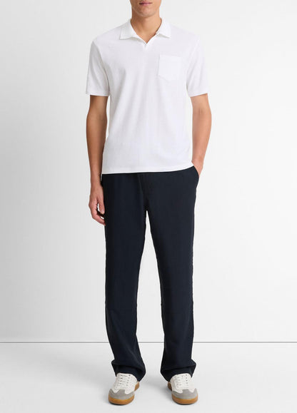 VINCE Customer Favorite - Cotton-Blend Johnny-Collar Polo Shirt in Short Sleeve