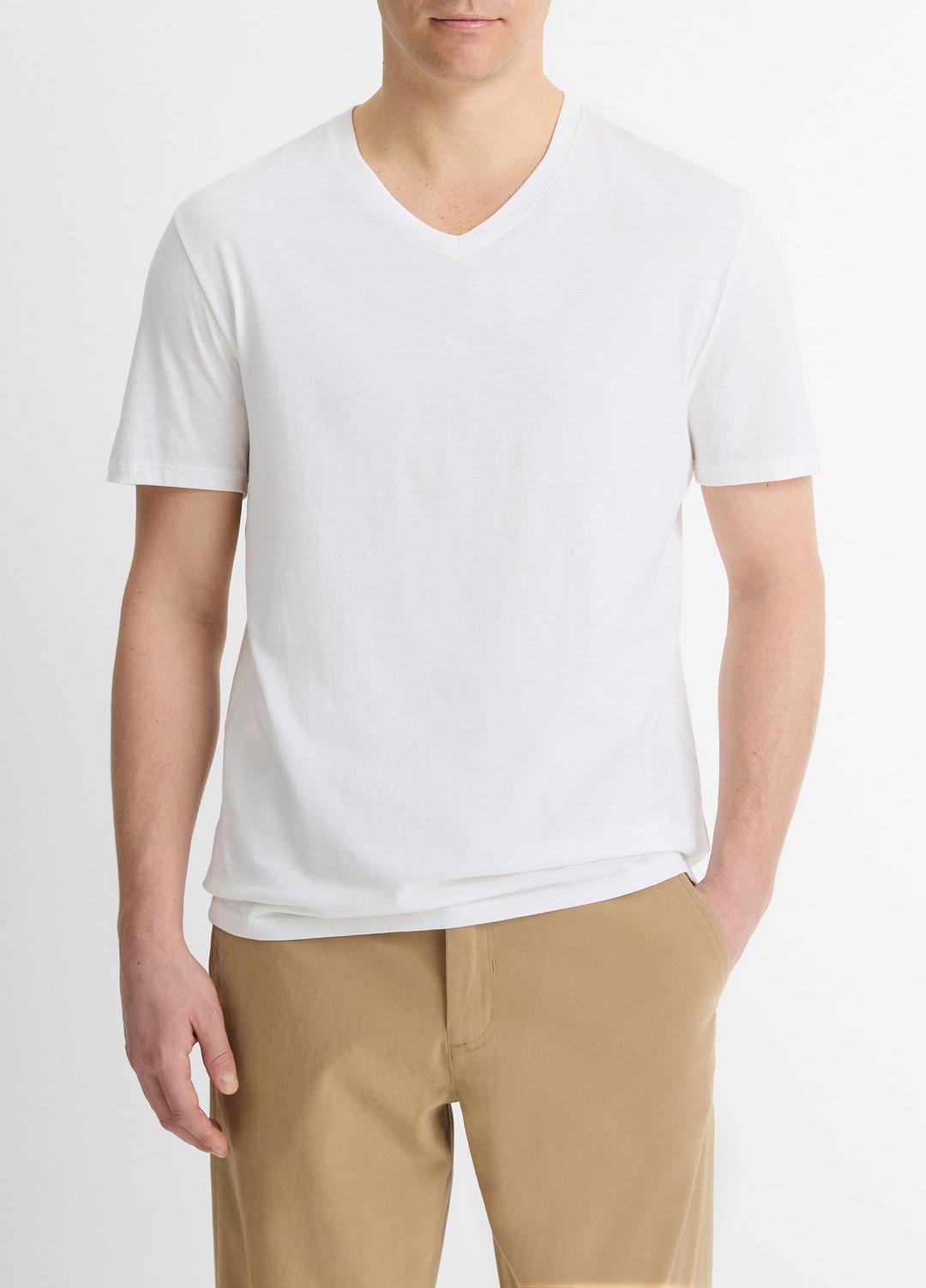 VINCE Smart Buy - Pima Cotton V-Neck T-Shirt in Short Sleeve