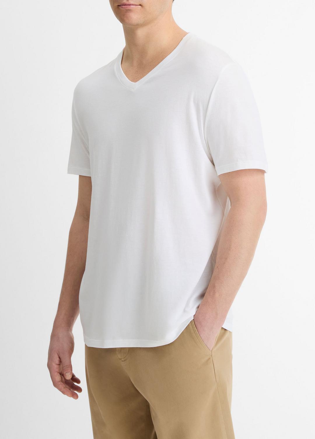 VINCE Smart Buy - Pima Cotton V-Neck T-Shirt in Short Sleeve