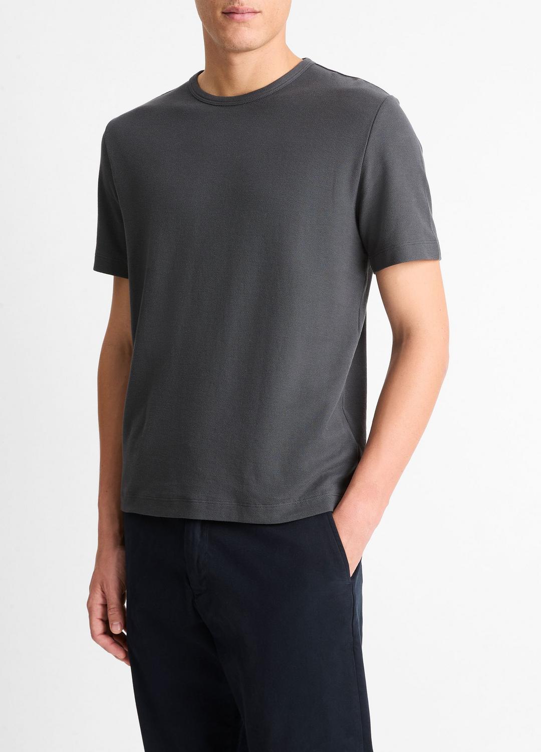VINCE Customer Favorite - Pima Cotton Piqué Crew Neck T-Shirt in Short Sleeve