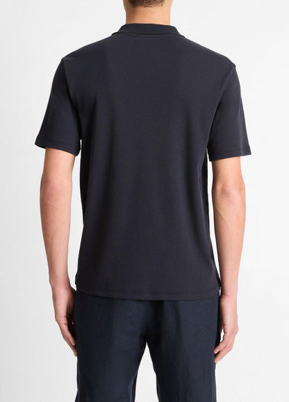 VINCE Signature - Cotton-Blend Johnny-Collar Polo Shirt in Short Sleeve