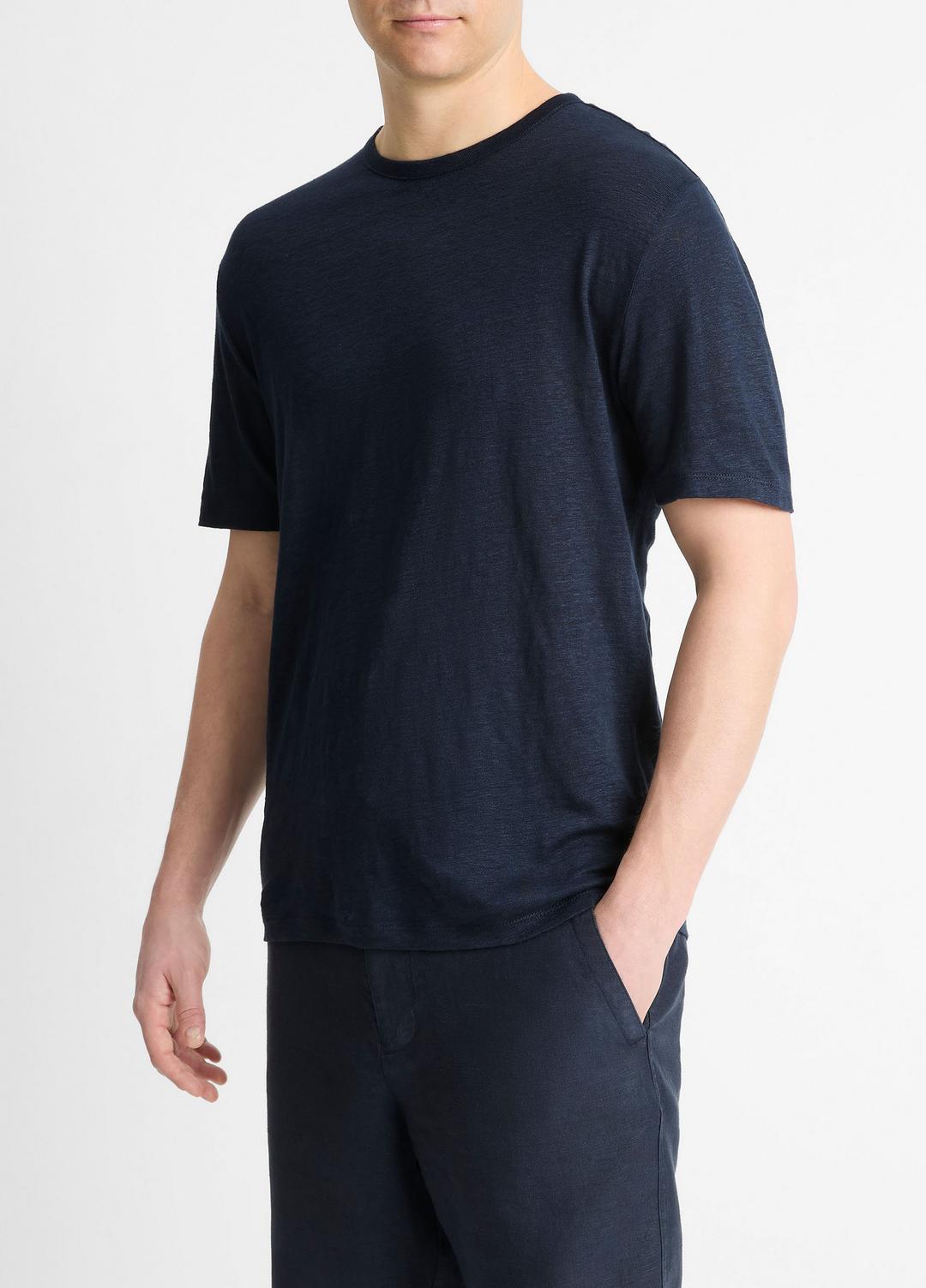 VINCE Value - Linen Crew Neck T-Shirt in Short Sleeve