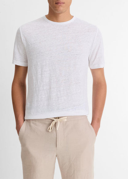 VINCE Customer Favorite - Linen Crew Neck T-Shirt in Short Sleeve