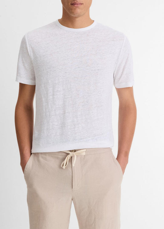 VINCE Customer Favorite - Linen Crew Neck T-Shirt in Short Sleeve