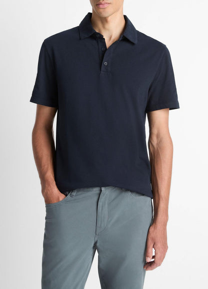 VINCE Everyday - Garment Dye Cotton Polo Shirt in Henleys & Polos