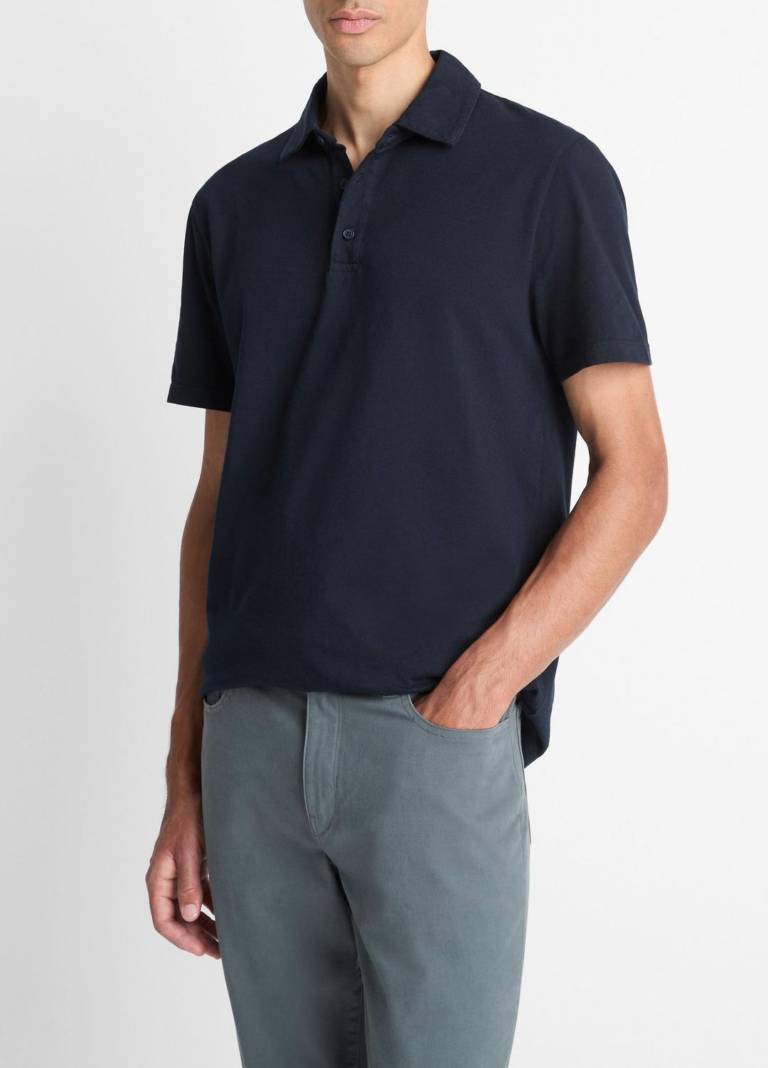 VINCE Everyday - Garment Dye Cotton Polo Shirt in Henleys & Polos