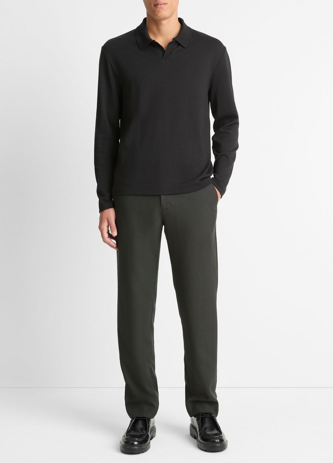 VINCE Signature - Milano Pima Cotton-Blend Johnny-Collar Shirt in Long Sleeve