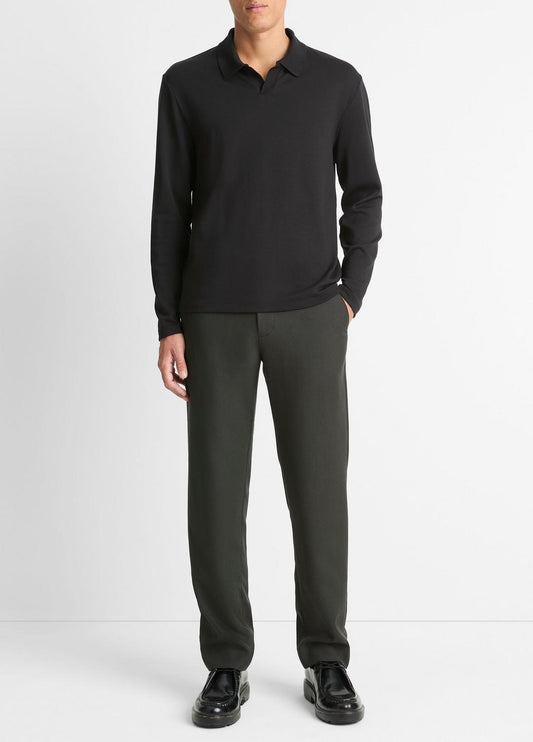 VINCE Signature - Milano Pima Cotton-Blend Johnny-Collar Shirt in Long Sleeve