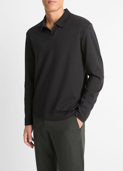 VINCE Signature - Milano Pima Cotton-Blend Johnny-Collar Shirt in Long Sleeve