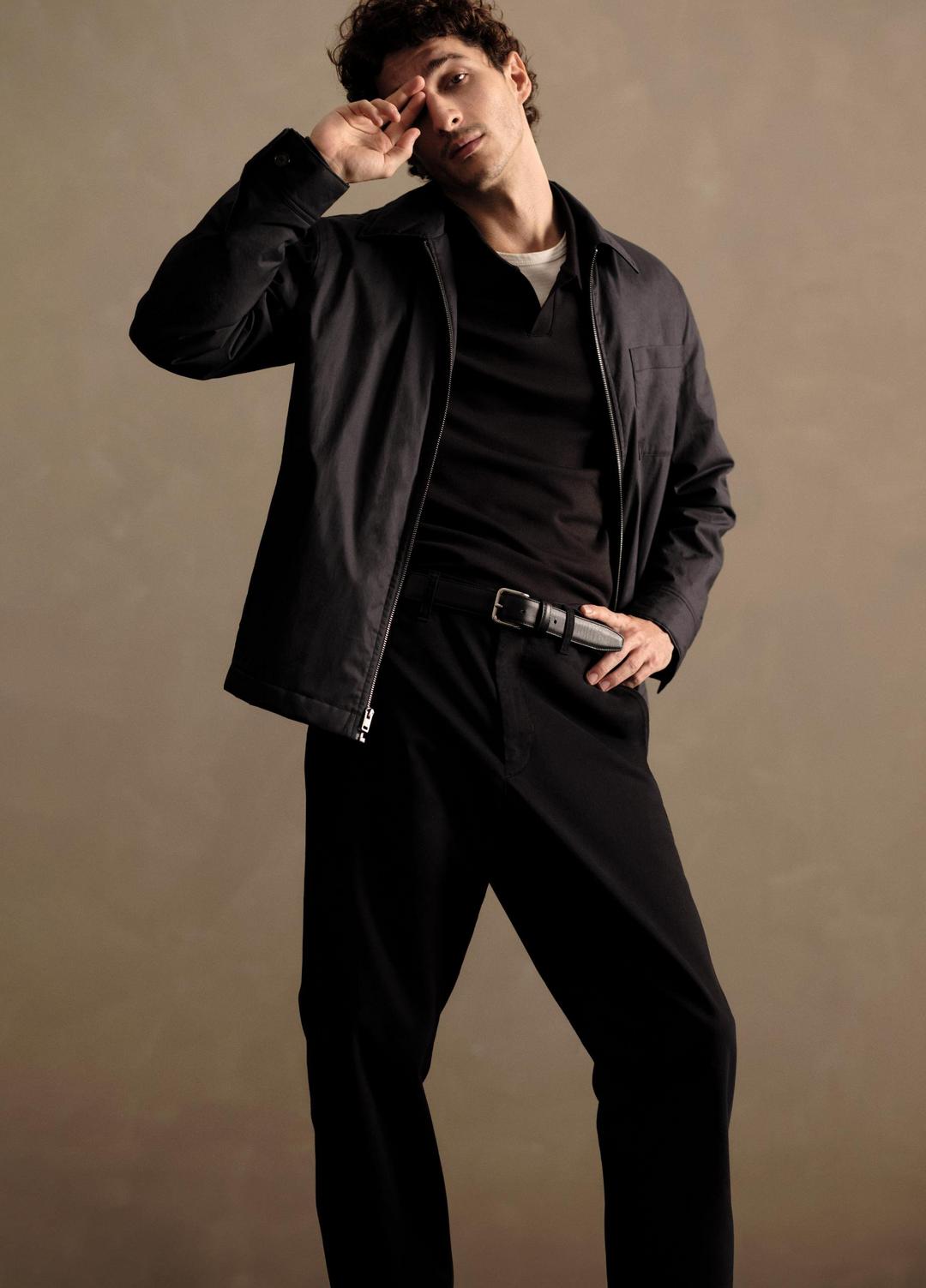 VINCE Signature - Milano Pima Cotton-Blend Johnny-Collar Shirt in Long Sleeve