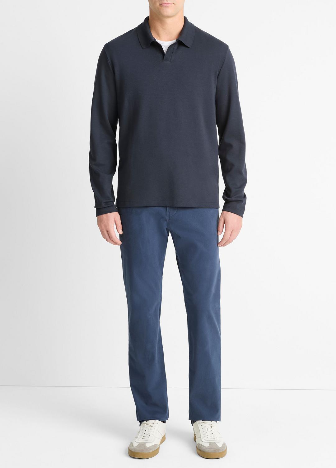 VINCE Top Pick - Milano Pima Cotton-Blend Johnny-Collar Shirt in Long Sleeve
