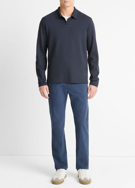 VINCE Top Pick - Milano Pima Cotton-Blend Johnny-Collar Shirt in Long Sleeve
