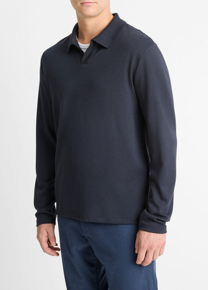 VINCE Top Pick - Milano Pima Cotton-Blend Johnny-Collar Shirt in Long Sleeve