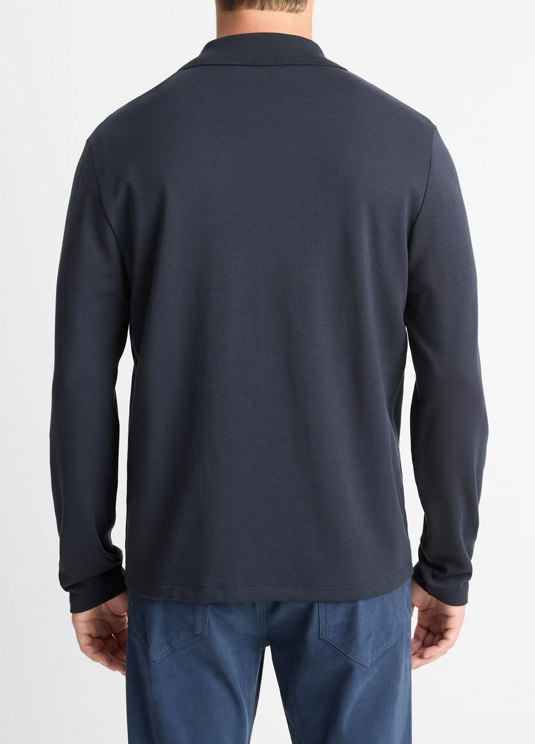VINCE Top Pick - Milano Pima Cotton-Blend Johnny-Collar Shirt in Long Sleeve