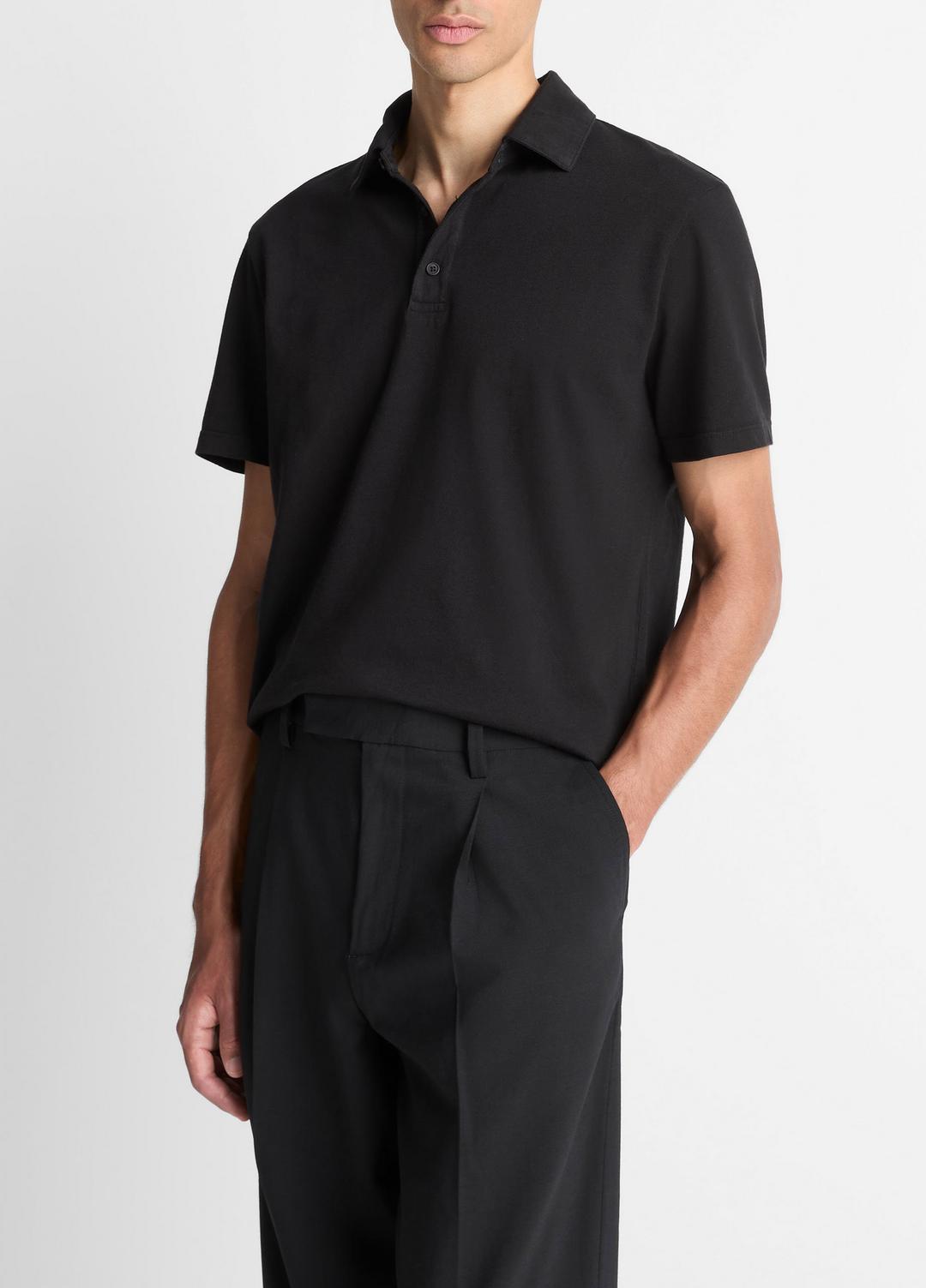 VINCE Signature - Garment Dye Cotton Polo Shirt in Short Sleeve