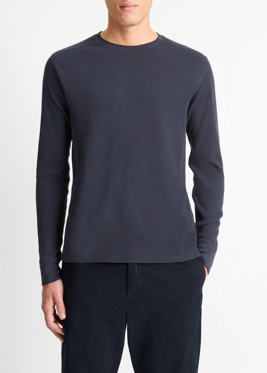 VINCE Top Pick - Pima Cotton-Blend Thermal Long-Sleeve Pullover in Long Sleeve