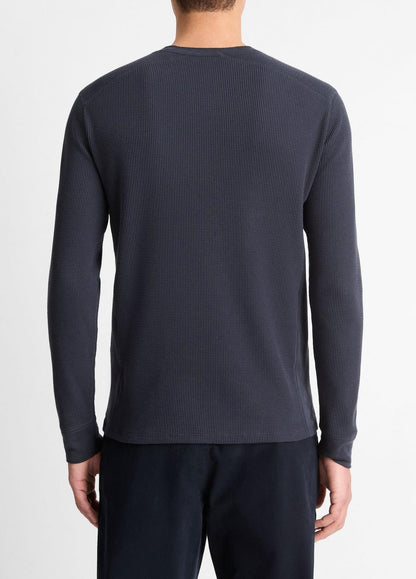 VINCE Top Pick - Pima Cotton-Blend Thermal Long-Sleeve Pullover in Long Sleeve