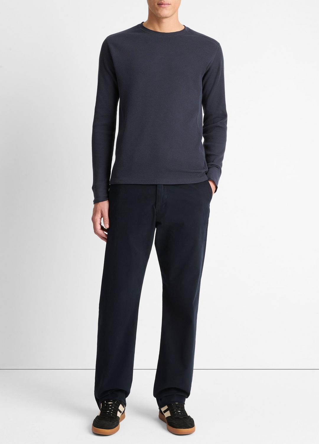 VINCE Top Pick - Pima Cotton-Blend Thermal Long-Sleeve Pullover in Long Sleeve