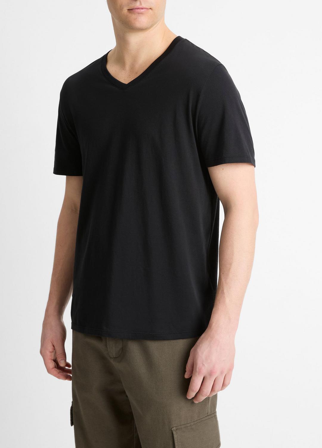 VINCE Hot Sale - Pima Cotton V-Neck T-Shirt in Short Sleeve