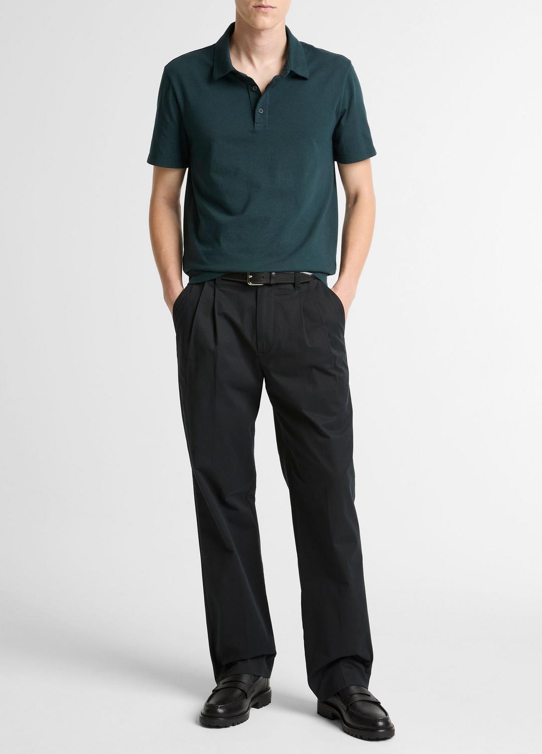 VINCE Top Pick - Garment Dye Cotton Polo Shirt in Short Sleeve