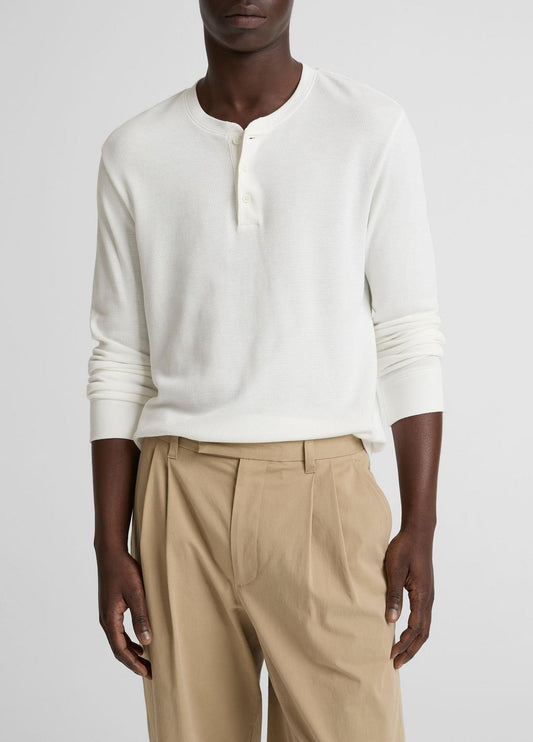 VINCE Trusted - Jacquard-Rib Cotton Henley in Long Sleeve