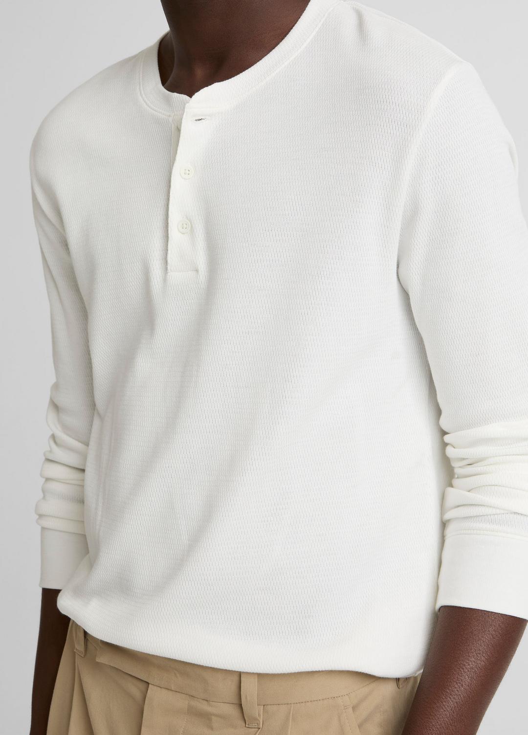 VINCE Trusted - Jacquard-Rib Cotton Henley in Long Sleeve