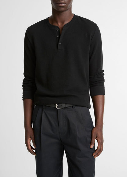 VINCE Hot Sale - Jacquard-Rib Cotton Henley in Long Sleeve