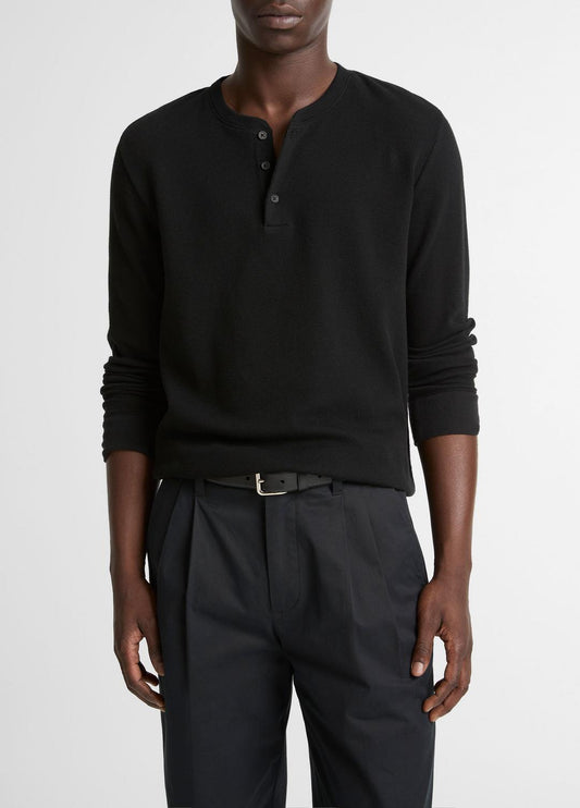 VINCE Hot Sale - Jacquard-Rib Cotton Henley in Long Sleeve