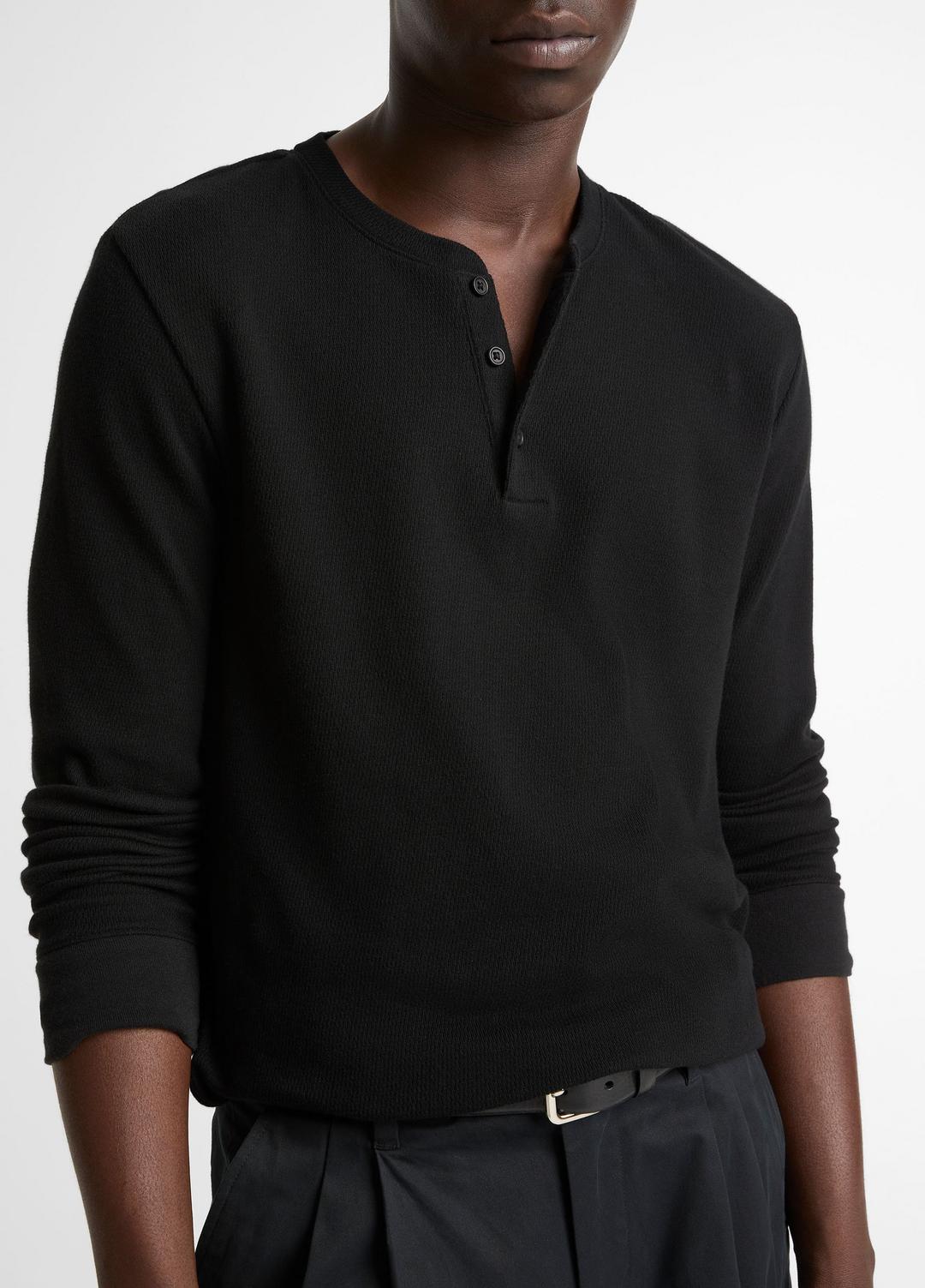 VINCE Hot Sale - Jacquard-Rib Cotton Henley in Long Sleeve