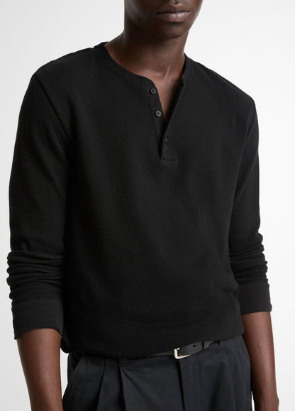 VINCE Hot Sale - Jacquard-Rib Cotton Henley in Long Sleeve