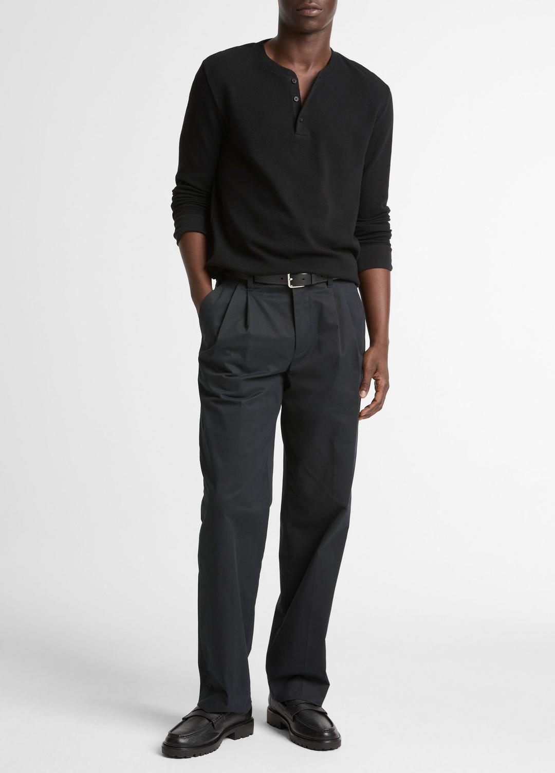 VINCE Hot Sale - Jacquard-Rib Cotton Henley in Long Sleeve