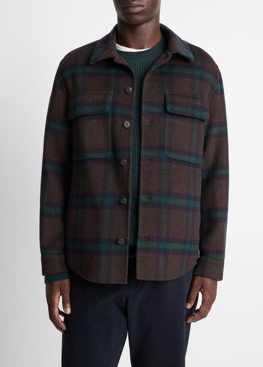 VINCE Great Value - Plaid Splittable Wool-Blend Shirt Jacket in Shirt Jackets