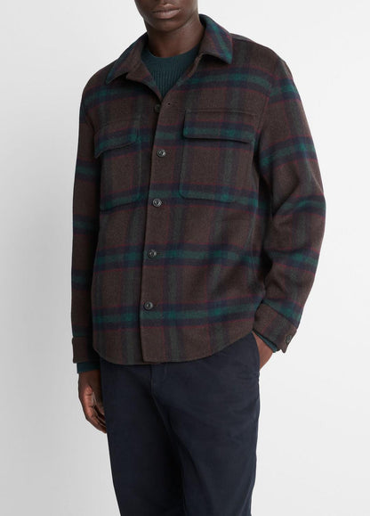 VINCE Great Value - Plaid Splittable Wool-Blend Shirt Jacket in Shirt Jackets