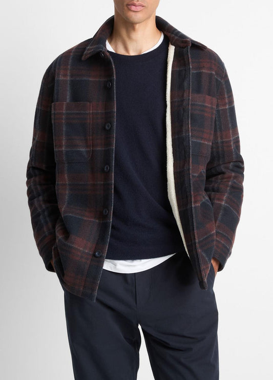 VINCE Exclusive - Sherpa-Lined Plaid Shirt Jacket in Shirt Jackets
