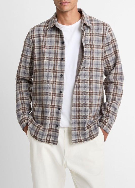 VINCE Value - Plaid Cotton-Blend Shirt Jacket in Shirt Jackets