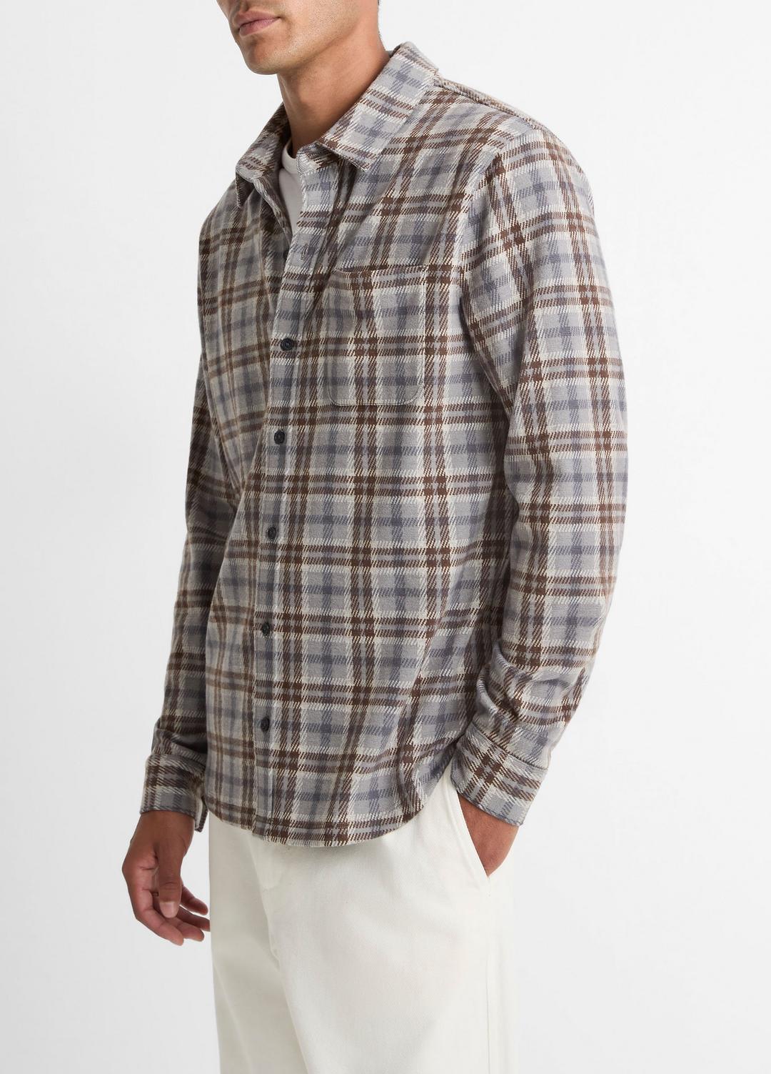 VINCE Value - Plaid Cotton-Blend Shirt Jacket in Shirt Jackets
