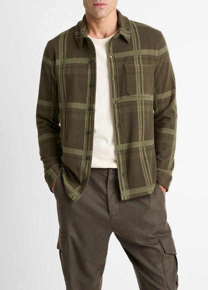 VINCE Sale - Plaid Cotton-Blend Shirt Jacket in Shirt Jackets