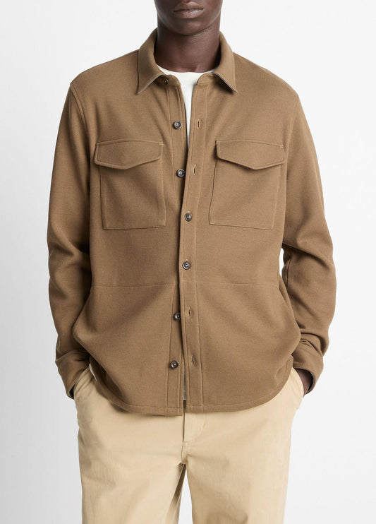 VINCE Trending - Double-Knit Cotton-Blend Piqué Shirt Jacket in Shirt Jackets