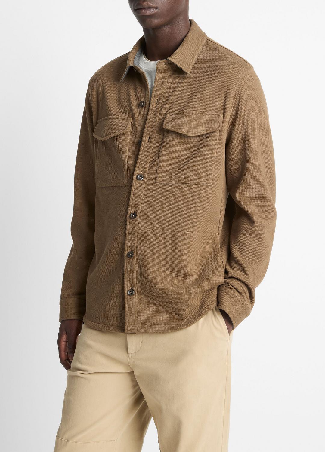 VINCE Trending - Double-Knit Cotton-Blend Piqué Shirt Jacket in Shirt Jackets