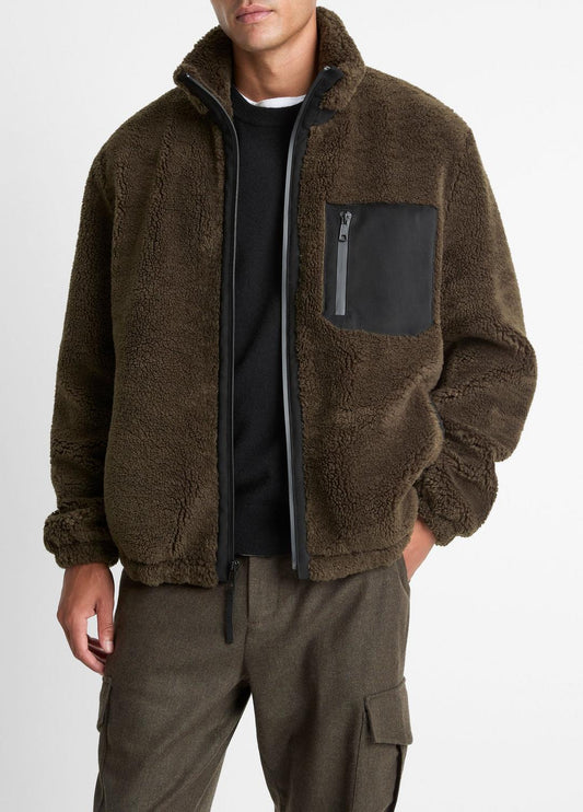 VINCE Discount - Sherpa Zip Jacket in Jackets