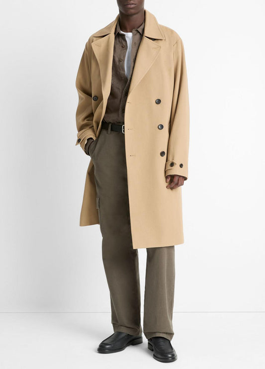 VINCE Latest - Italian Cotton Double-Breasted Trench Coat in Coats