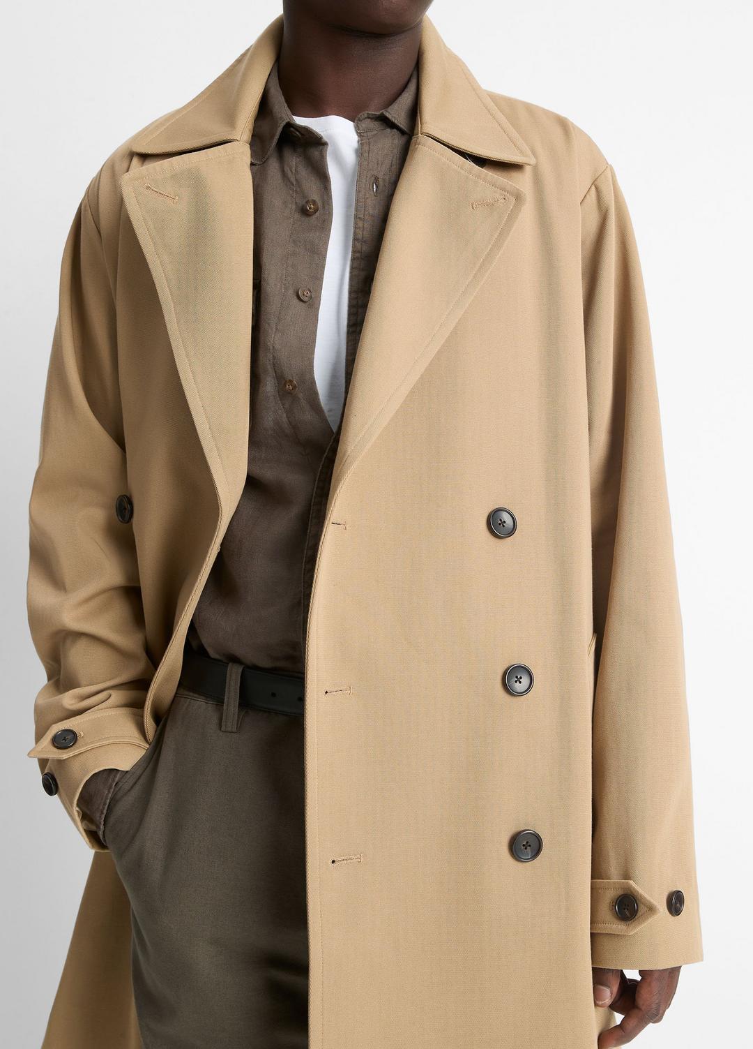 VINCE Latest - Italian Cotton Double-Breasted Trench Coat in Coats