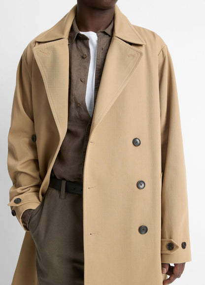 VINCE Latest - Italian Cotton Double-Breasted Trench Coat in Coats