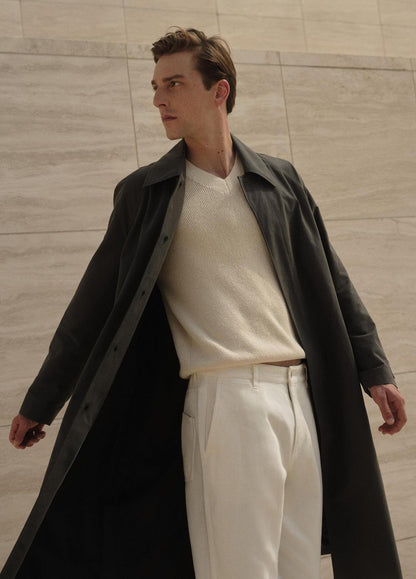 VINCE Featured - Cotton-Blend Single-Breasted Trench Coat in Coats